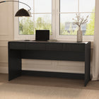 Manhattan Comfort Novara 60" Contemporary 2-Drawer Writing Desk - Black-Smooth-Glide Drawer: Features easy-glide, non-ball-bearing tracks for everyday convenience