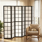HOMCOM 6 Panel Freestanding Room Divider for Bedroom - Black-Six panels allow for smooth, unidirectional folding as needed 
