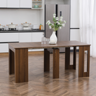 HOMCOM 23.6"-70.9" Rectangular Extendable Dining Table for 6-8 - Light Brown-Separate the tabletop and extend it completely, then add several panels on top of the rails