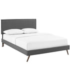 Modway Camille Fabric Queen Platform Bed with Round Splayed Legs - Grey-Wood Frame / Particleboard Panel