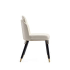 Manhattan Comfort Estelle 20.08" Modern Faux Leather Upholstered Dining Chair - Cream and Black-Standard 4-Leg Base