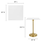 Modway Lippa 28" Square Wood Bar Table - Gold White-Lacquered MDF Tabletop