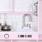 Qaba Kids Play Kitchen with Chalkboard, Ice Maker - Pink-Large storage space helps organize accessories and maintain tidiness 