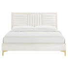 Modway Sofia Channel Tufted Performance Velvet Full Platform Bed with Gold Metal Legs with Foot Caps - White-Gold Metal Legs With Foot Caps
