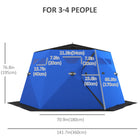Outsunny 4 Person Ice Fishing Shelter - Pop-Up Ice Fishing Tent - Blue-Easy to carry in portable bag with straps for backpack or shoulder carrying
