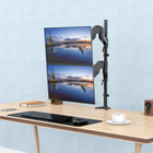 SHOPPINGALL Extra Long Vertically Stacked Dual Gas Spring Monitor Arm for 15”-32” Screens - SA-GA24L-Black-11