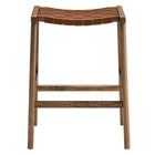 Modway Saoirse Faux Leather Wood Counter Stool - Walnut Brown - Set of 2-8