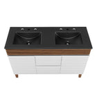 Modway Render 48" Double Sink Bathroom Vanity - White/Walnut/Black-Ceramic Double Sink Basin