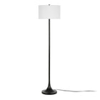 Hudson&Canal Josephine 62" Tall Floor Lamp with Fabric Shade - Blackened Bronze/White-Paired with a white drum fabric shade