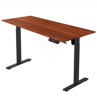 Ezywork 60" Electric Height Adjustable Standing Desk - Black Frame / Dark Walnut Table Top-Whole piece table top 1" thick