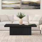 Hudson&Canal Torren 48"W Rectangular Coffee Table - Black Grain-Finished in wood-look black grain