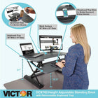 Victor High Rise Height Adjustable Standing Desk with Keyboard Tray (DCX760)-Sits on top of any desk or table. No attachments required.