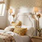 Modway Magnolia Stain-Resistant Performance Velvet Twin Size Headboard - Alabaster/Pink-Contrast Piping