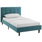 Modway Linnea Twin Bed - Teal-Upholstered Polyester Plywood Base
