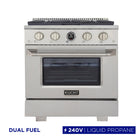 Kucht 30" KXP Series Dual Fuel Range Propane Gas - Stainless Steel-Cook and bake like a pro with the extra-large convection oven with 4.2 cu. ft. of capacity, 5-rack configuration and extra-large oven window