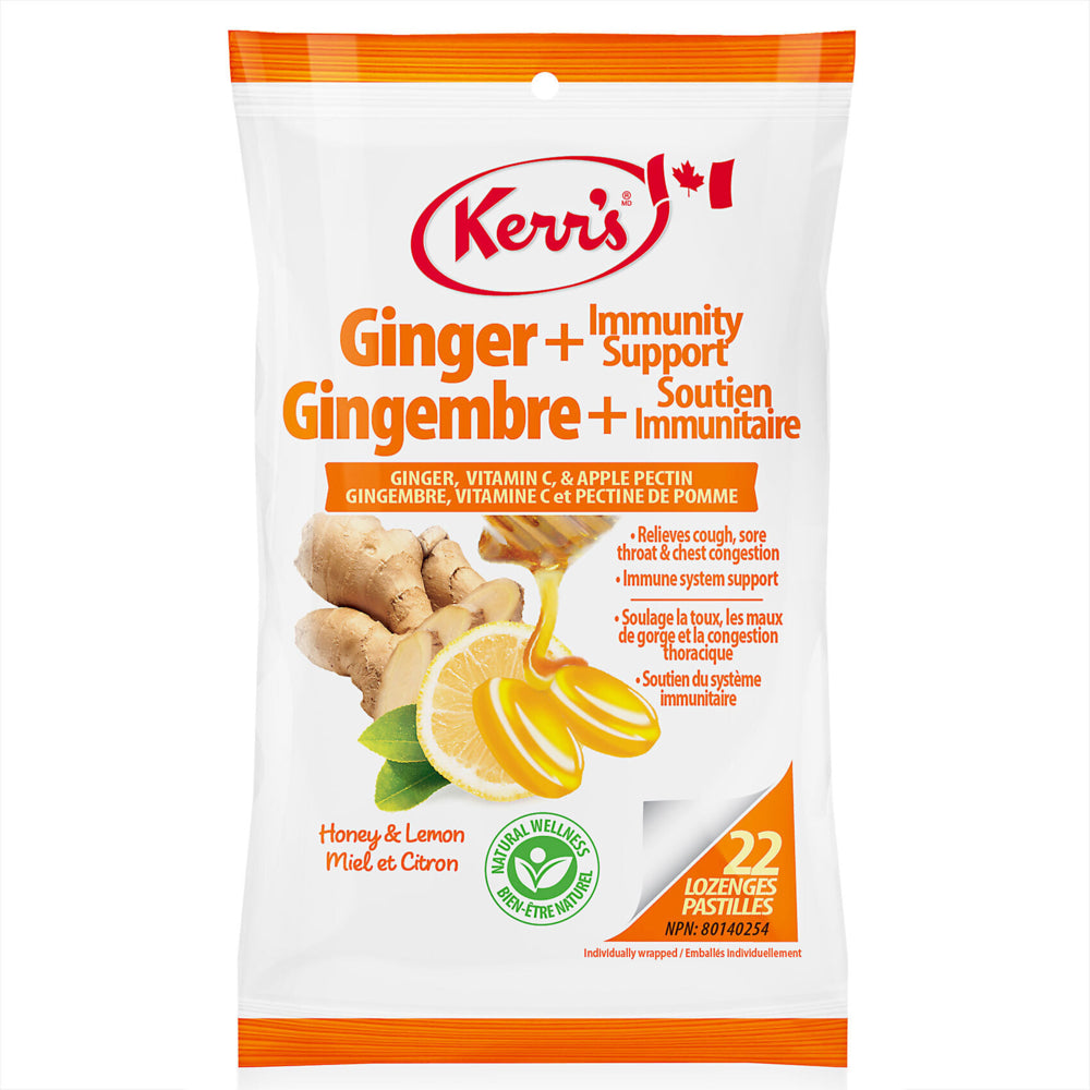 Kerr's Ginger + Immunity Support Lozenges - Honey & Lemon | staples.ca