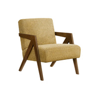 Monarch Specialties Upholstered 30"H Modern Mid-Century Accent Chair With Walnut Solid Wood Legs - Yellow Fabric-This 30"h upholstered accent chair features soft touch yellow fabric with foam cushioning, delivering comfortable seating that fits beautifully in a living room or bedroom.