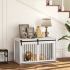 PawHut 46.5" Dog Crate End Side Table - White-Made from particleboard and steel to ensure stability 