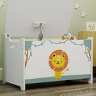 Qaba Kids Storage Chest with Lid - Green-Painted and printed surface for beauty
