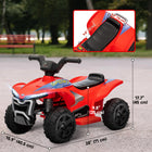 Qaba 6V Battery Powered Kids ATV with Headlights - Red-Four wear-resistant wheels ensure a smooth, stable ride 