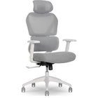 Sharper Image S-800 Ergonomic Mesh Swivel Executive Massage Chair - Light Grey-Built-in, heated, 3-motor lumbar massagers