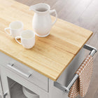 Modway Culinary Kitchen Cart With Towel Bar - Light Grey Natural-Nylon Casters With Side Lock Brakes