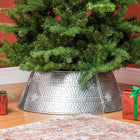 HOMCOM 26" Christmas Tree Collar with Hollow Snowflake Pattern - Silver-Keep away your kids, dogs, cats, or other animals who consider your Christmas tree base as a toy 