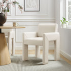 Modway Daven Stain-Resistant Performance Velvet Dining Armchair - Alabaster-High-Density Foam Cushion