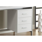 Monarch Specialties 7046 60" Computer Desk - White/Silver Metal-Versatile 60"L desk has a reversible configuration for a left or right setup and a thick easy to clean top for your laptop, study or writing accessories.