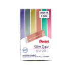 Pentel Hi-Polymer Eraser Slim Type - Mixed Colour Box Set - 36 Pack-Elegant design with shiny coloured protective sleeve
