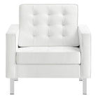 Modway Loft Tufted Vegan Leather Armchair - Silver White-Weight Capacity: 330 lb