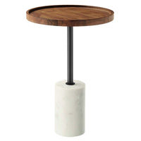Modway Amina Round Acacia Wood Side Table - White Light Oak-Solid Acacia Wood Tabletop