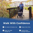 Journey UPWalker EZ Lite Upright Mobility Walker - Black-Provides greater walking stability than many traditional walker styles
