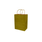 Eddie's 100% Recycled Kraft Shopper Paper Bag - 8" L x 4-3/4" W x 10-1/4" D - Metallic Gold - 100 Pack-8" x 4-3/4" x 10-1/4"