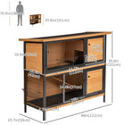 PawHut 48" 2-Floor Large Wooden Rabbit Hutch with Metal Frame-Raised perch keeps your small animals safe, dry and warm, especially in rainy day 