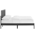 Modway Sirocco Rattan and Wood Full Platform Bed - Black-Height-Adjustable Headboard