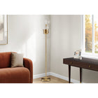 Monarch Specialties 9682 71"H Floor Lamp - Brass Metal/Contemporary-The clear glass bulb brightens while creating a streamlined contemporary look, enhancing the overall ambiance of your home