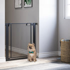 PawHut 29.5"-32.3" Metal Pet Gate with Auto Closing Door & Double Locking-Tall dog gate opens in both directions