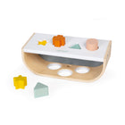 Janod Sweet Cocoon Taptap & Shape Sorter-Includes hammering, shape sorting, and color learning.