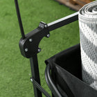 Outsunny Outdoor Collapsible 220 lb Capacity Wagon with Removable Canopy - Black-Four wheels, two of which rotate around fully, to move the cart around on sand and solid ground