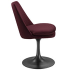 Modway Lippa Swivel Dining Performance Velvet Side Chair - Black Mulberry-Plastic Rubber Ring for Floor Protection