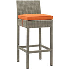 Modway Conduit Outdoor Patio Wicker Rattan Bar Stool - Light Gray Orange - Set of 4-Synthetic PE Rattan Weave