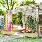 Outsunny Wooden Planter with Trellis with Wheels - Drainage Holes-Fir wood structure is strong, with a protective paint coating
