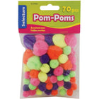 Selectum Pom Pom - Assorted Colours - 70 Pack-Pom Poms - Assorted Colours
