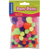 Selectum Pom Pom - Assorted Colours - 70 Pack-Pom Poms - Assorted Colours