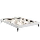 Modway Sharon Vinyl Full Bed Frame with Squared Tapered Legs - White-Solid Wood Frame