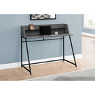 Monarch Specialties 7550 48" Computer Desk - Grey Stone-Look/Black Metal-Sturdy metal base in a black finish provides stability and features trapezoid-shaped legs for a sleek, contemporary look