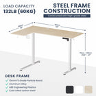 MotionGrey Ergo Pro Reversible L-Shaped Electric 59" W Standing Desk - Light Brown/White-Supports up to 132 lb with a sturdy steel frame and delivers smooth, quiet height transitions (under 50 dB) for a distraction-free work environment