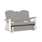 Suncast Adirondack Glider with Console - Dove Grey-Contoured seat and backrest for ergonomic comfort.