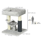 PawHut 19"  Activity Centre  Cat Tree with Sisal Scratching Post - Grey-Colour: Grey, Cream White 